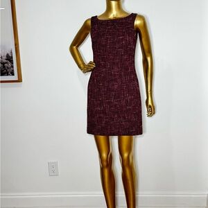 Petite Sophisticate Sheath Dress Burgundy Tweed Cotton-Wool Made in Italy ~ 6P